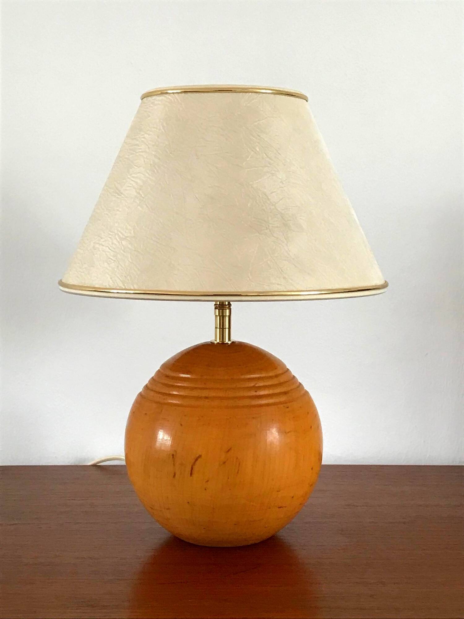 Solid elm lamp Italy 70s vintage