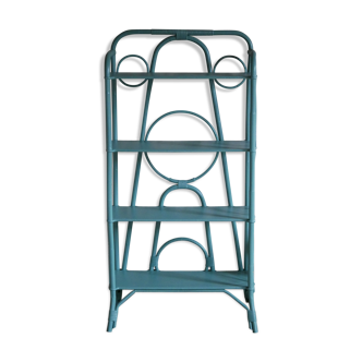 Blue rattan shelf