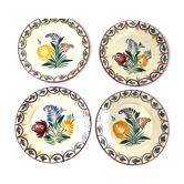 4 dessert plates hb quimper floral decor
