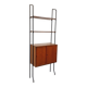 Vintage Italian modular shelving unit in teak and metal from the 1970s
