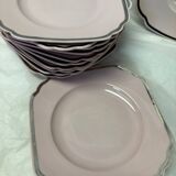 Pink porcelain dessert service with silver edging