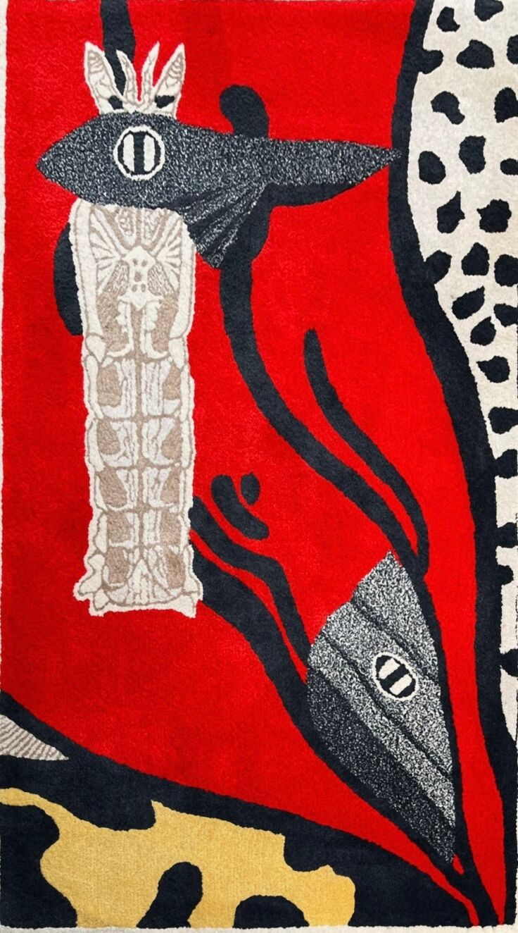 Tufted rug, "fish/cat"