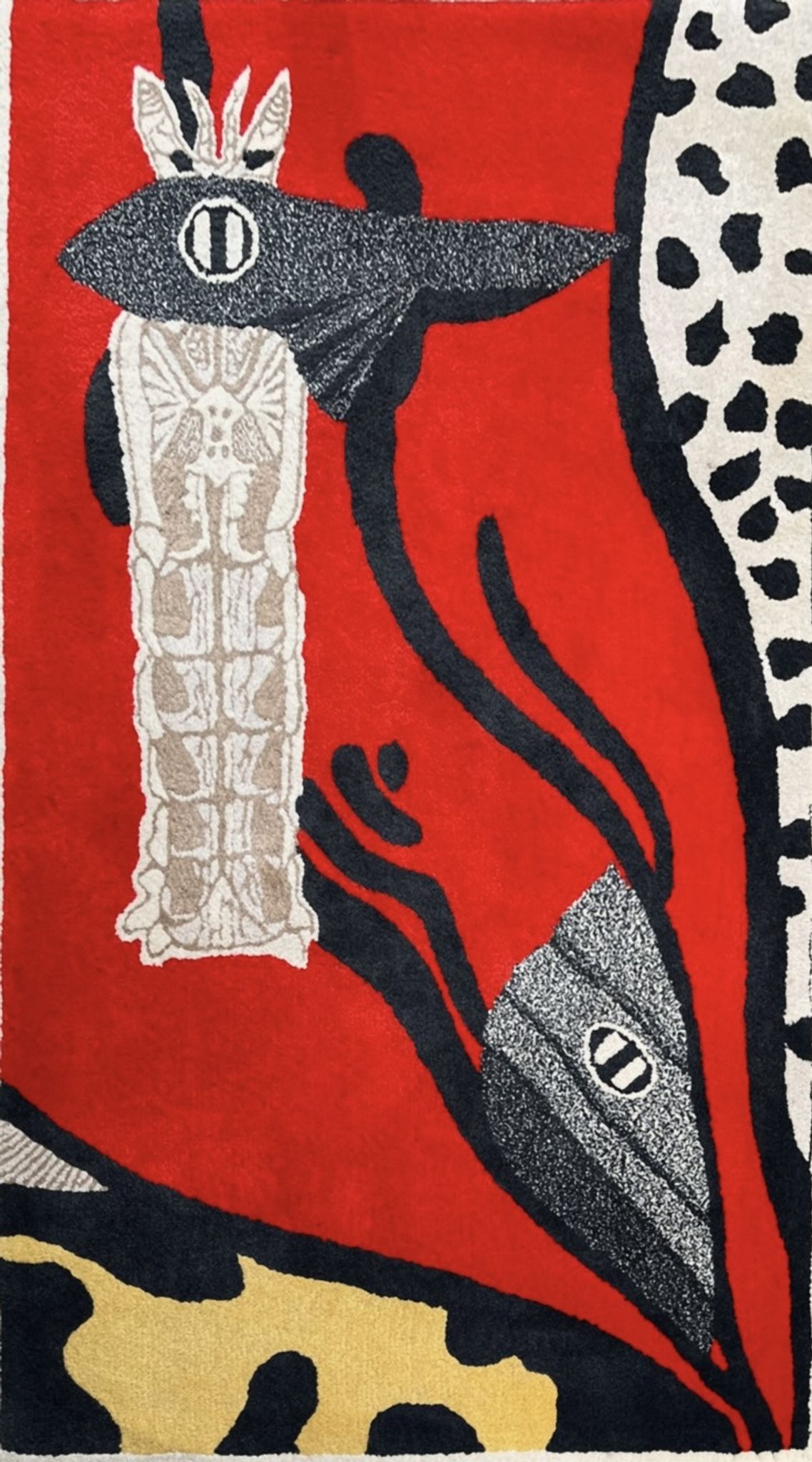 Tufted rug, "fish/cat"