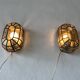 Pair of black iron wall sconces with structured glass by Limburg, 1960s, Germany.