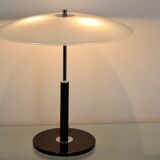 Steel and milky glass table light by Ikea, 1970s