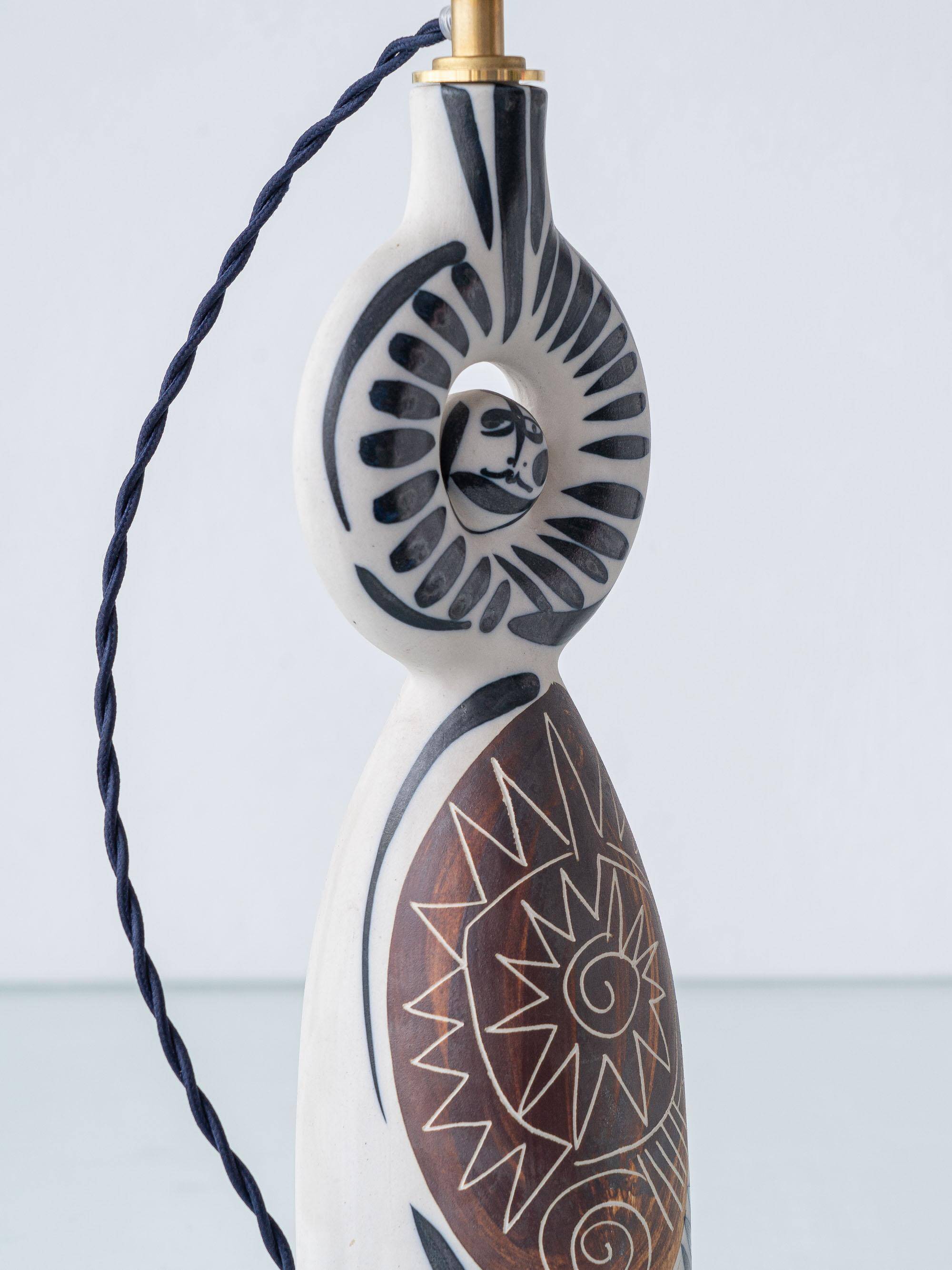 Figurative ceramic table lamp in Spanish Picasso style by Otero Regal.