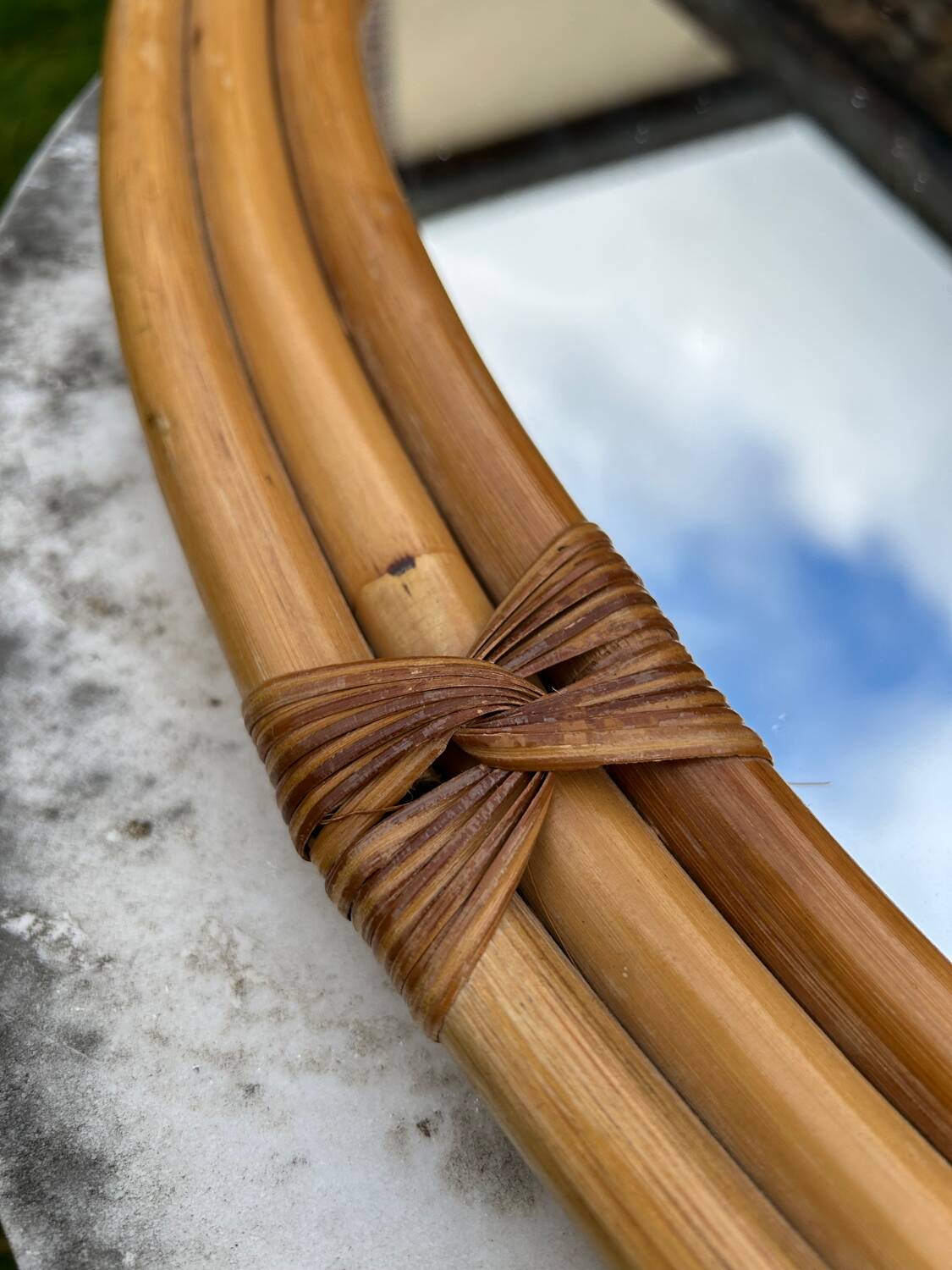 Vintage 1970s bamboo mirror