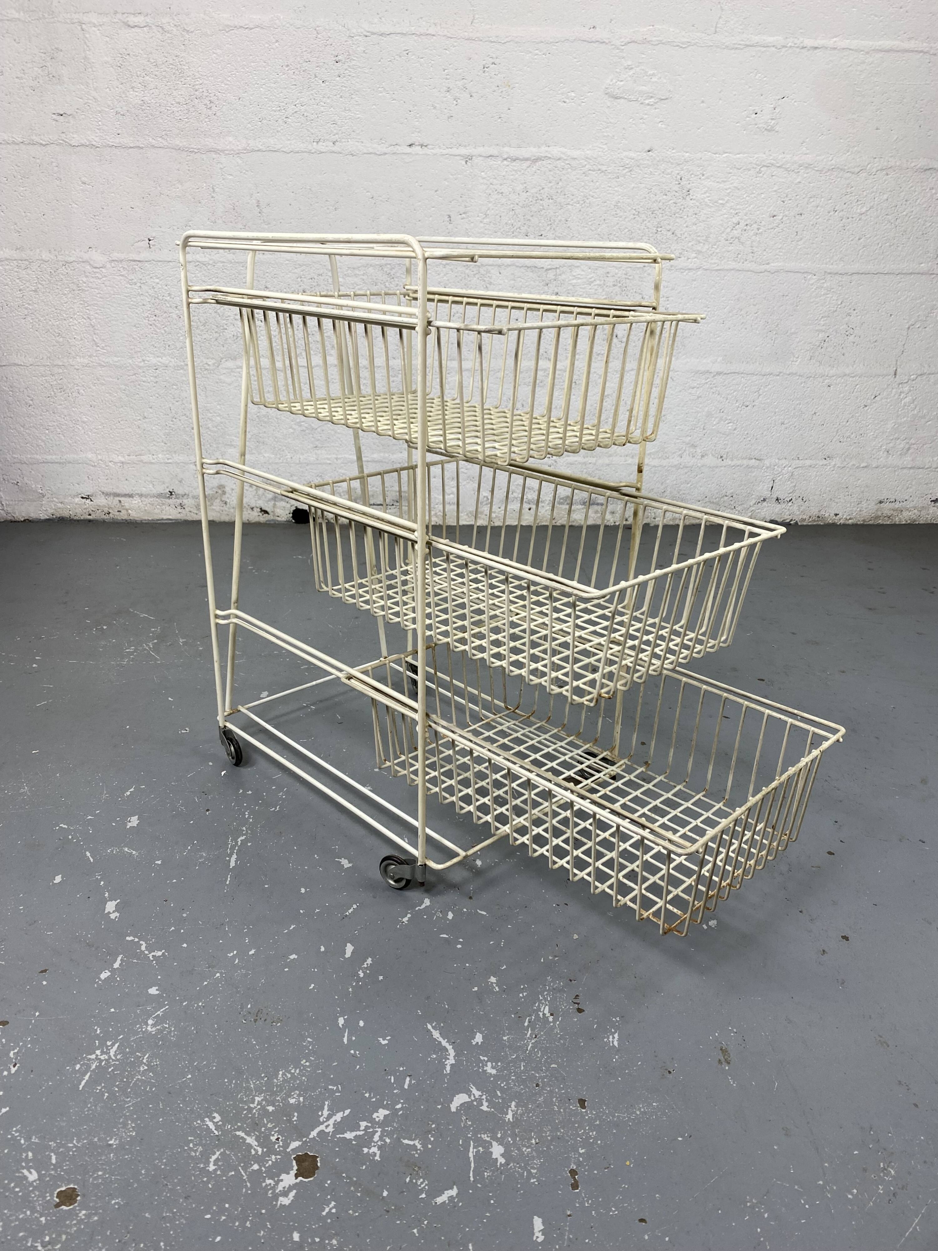 Vintage vegetable locker 3 baskets on wheels
