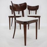 1950s Set of Three Restored Beech Dining Chairs, Czechoslovakia