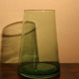 Set of three green water glasses
