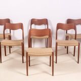 6x Niels Møller Model 71 teak, 1960s, Denmark