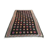 Old black anatolian oushak kilim rug with colorful patterns 305 X 173 cm