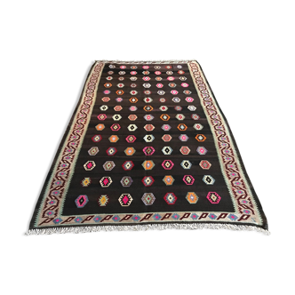 Tapis noir anatolien oushak kilim 305 x 173 cm