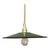 Vintage green enamelled sheet metal lampshade pendant light
