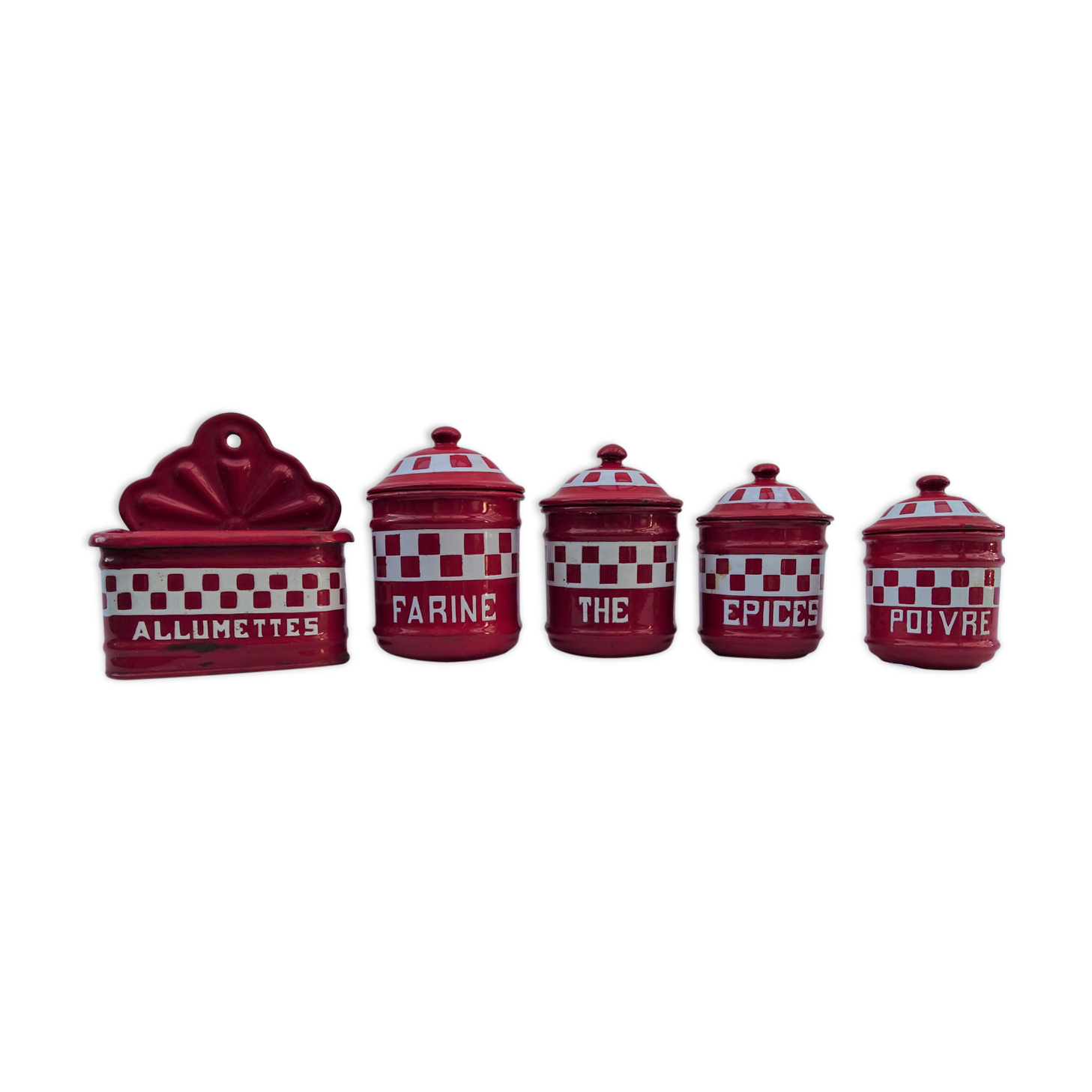 Ensemble de pots de cuisine en fer émaillé rouge
