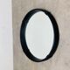 Black faux leather framed mirror, 1950s