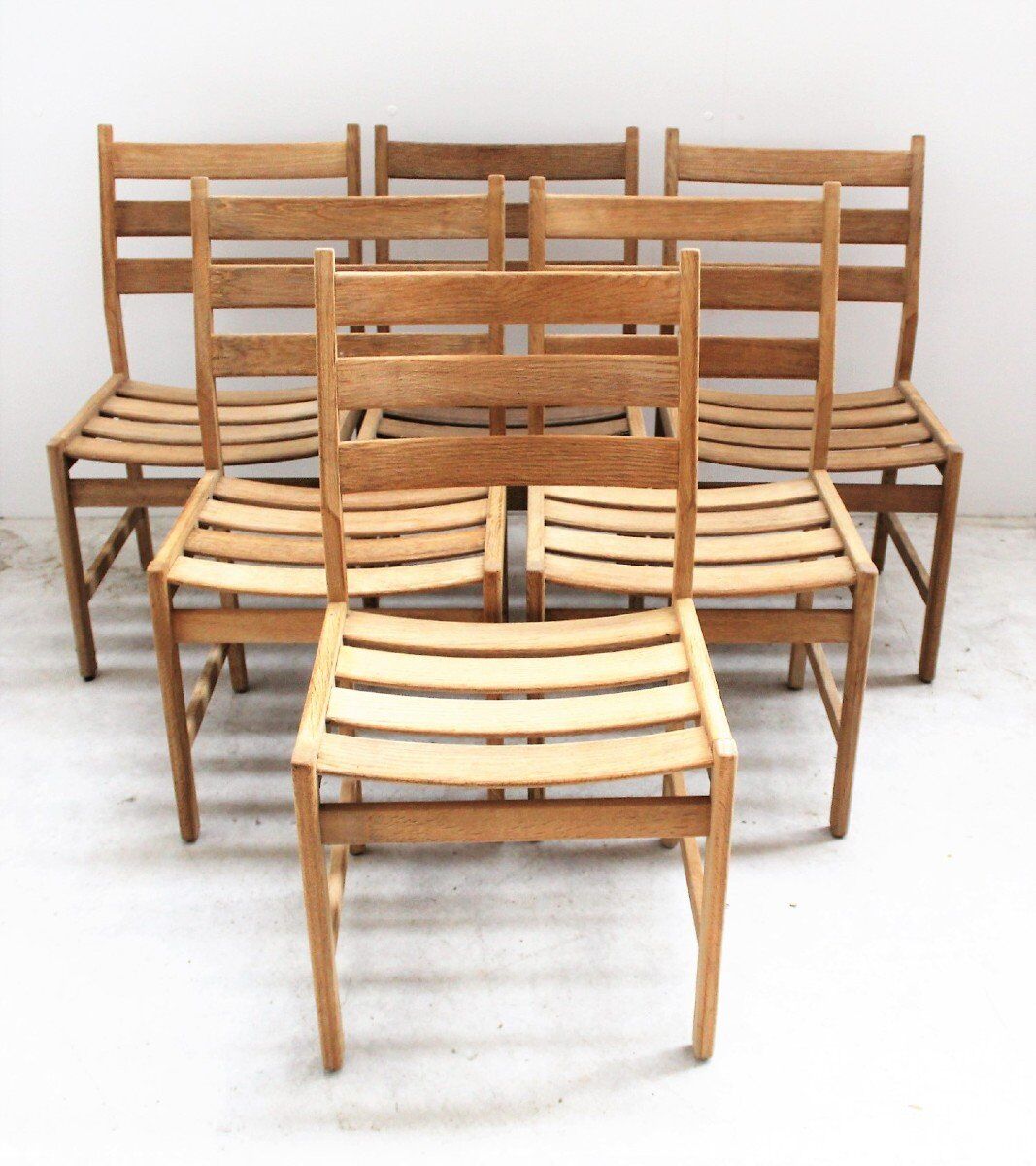 Series of six vintage Scandinavian oak chairs, Kurt Ostervig