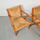 Chaises en bois brutalistes modernistes en paille, années 1940, ensemble de 3