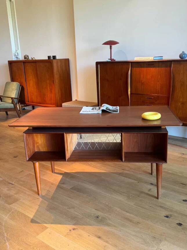 Bureau système biface scandinave vintage en teck "Søren"