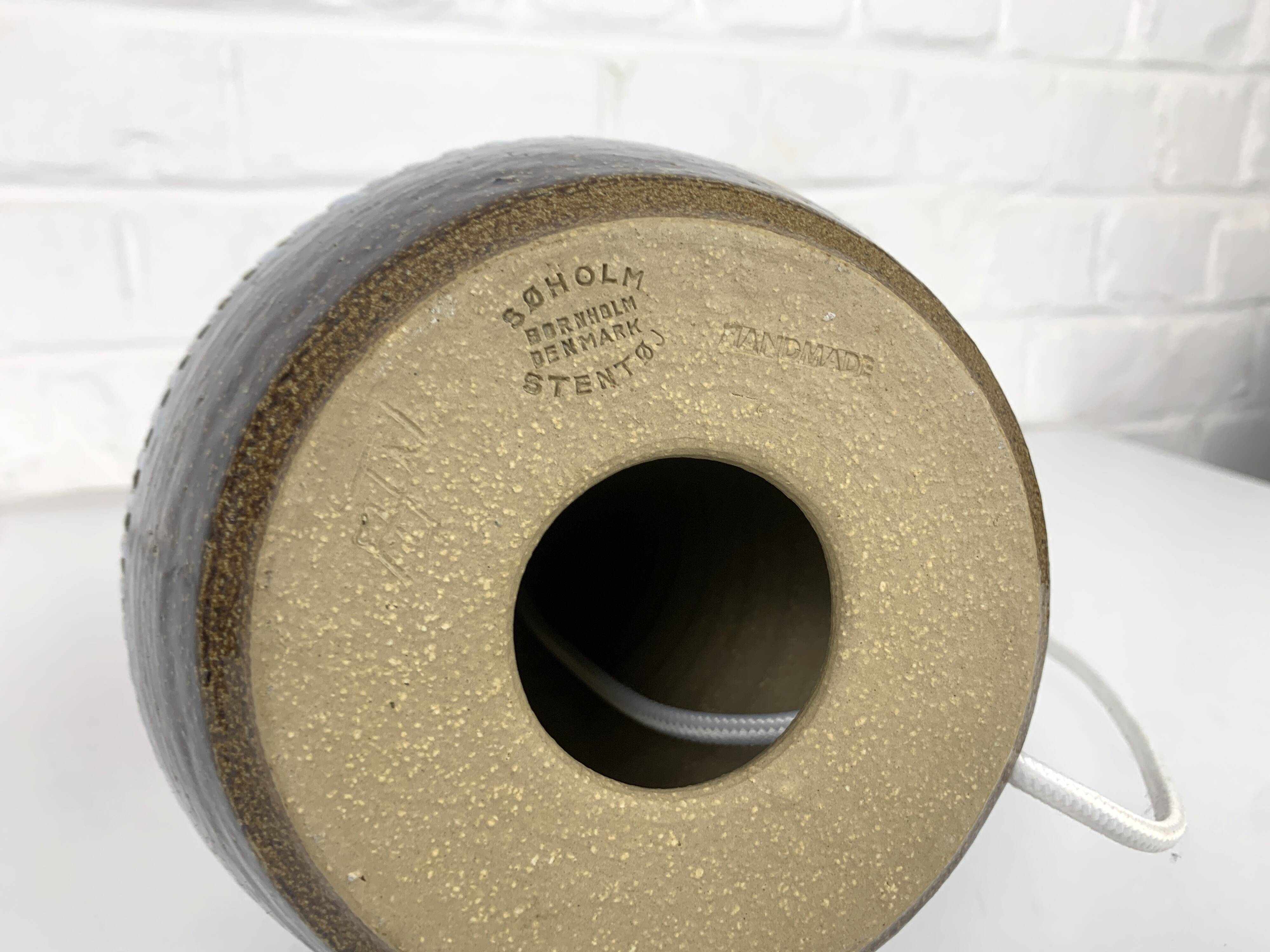 Danish table lamp in blue ceramic, Soholm Stentøj, Scandinavian Denmark