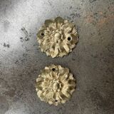 Pair of numbered antique brass rosettes for furniture decoration