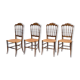 Chiavarina chairs in cherry wood with straw seat, early 20th century, Set of Four