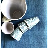 Aqua Blue Hemp Vintage Tablecloth