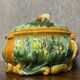 Soup tureen with parrot in colored slip from the mid-20th century