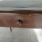 wooden desk, green leather top