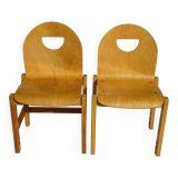 Light wood post-formed chairs, the 2.