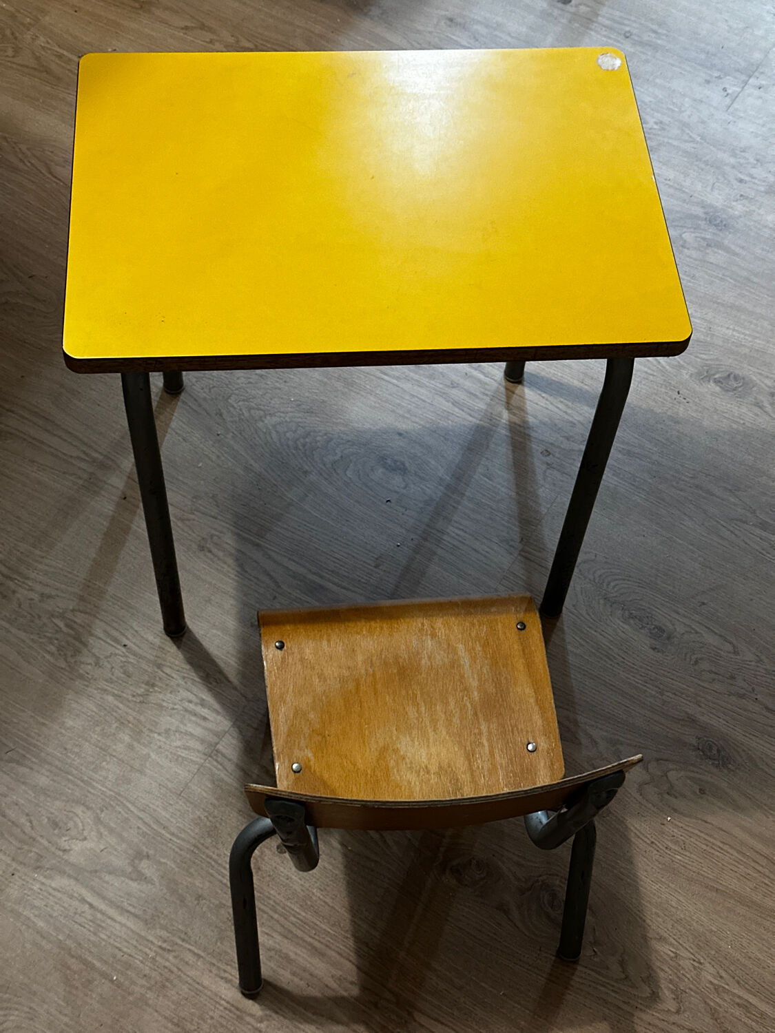 Vintage early childhood school table and chair.