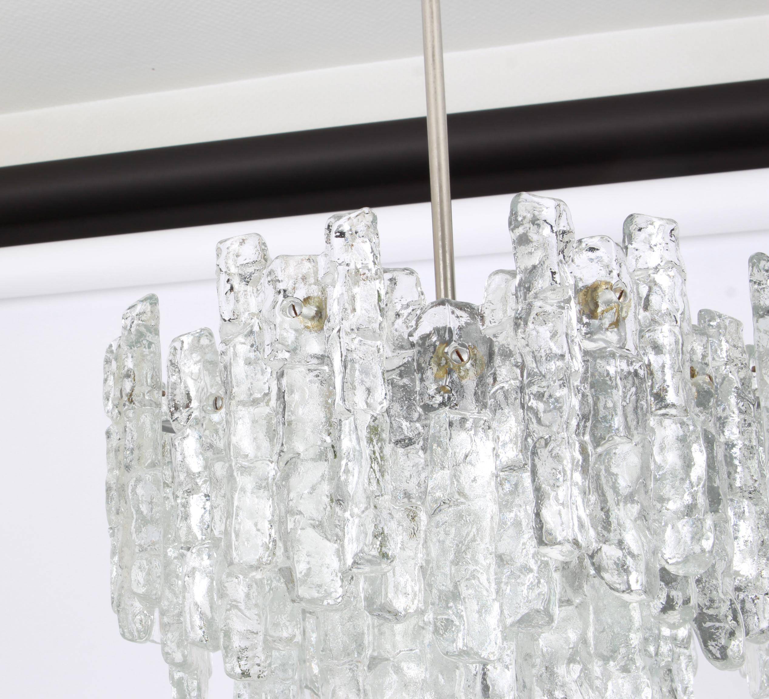 Glass ice Murano chandelier by Kalmar, Austria, 1960s
