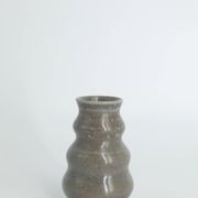 Petits vases de collection mid-century modernes scandinaves en grès verni ondulé marron et bleu, set de 3