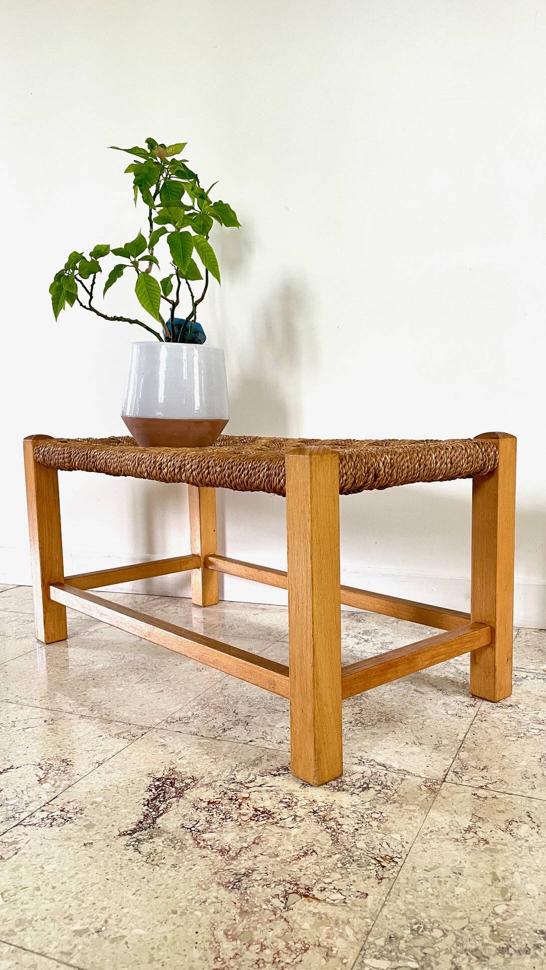 Stool bench wood and rope vintage bohemian spirit