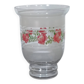 Vintage vase from the 1950s – Frosted glass with hand-painted decorations
