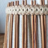 Suspension vintage 70 en lin et rotin