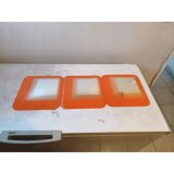 3 vintage orange glass mirrors