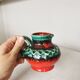 Fat Lava Pitcher Vase: Red Black Green Glaze, West German Pottery