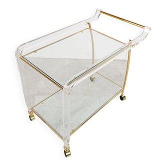 Brass and lucite drinks trolley, 1970s