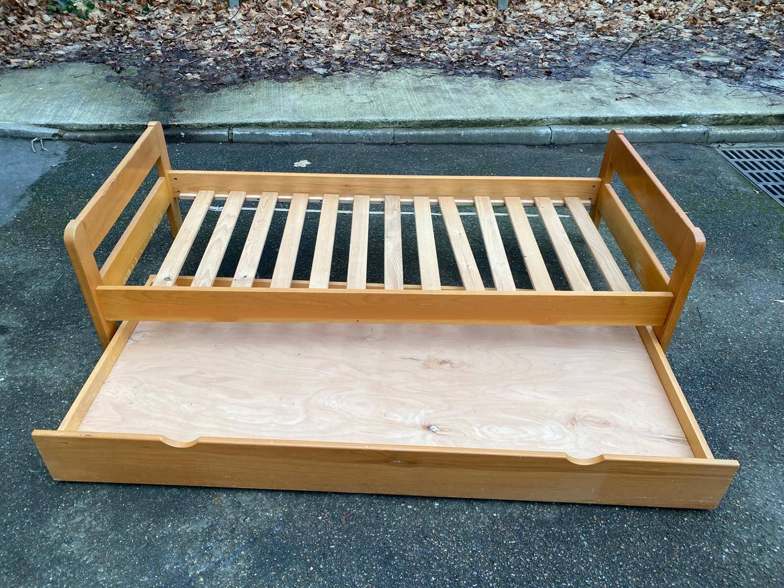 Vintage Scandinavian pine nesting benches from the 1970s.