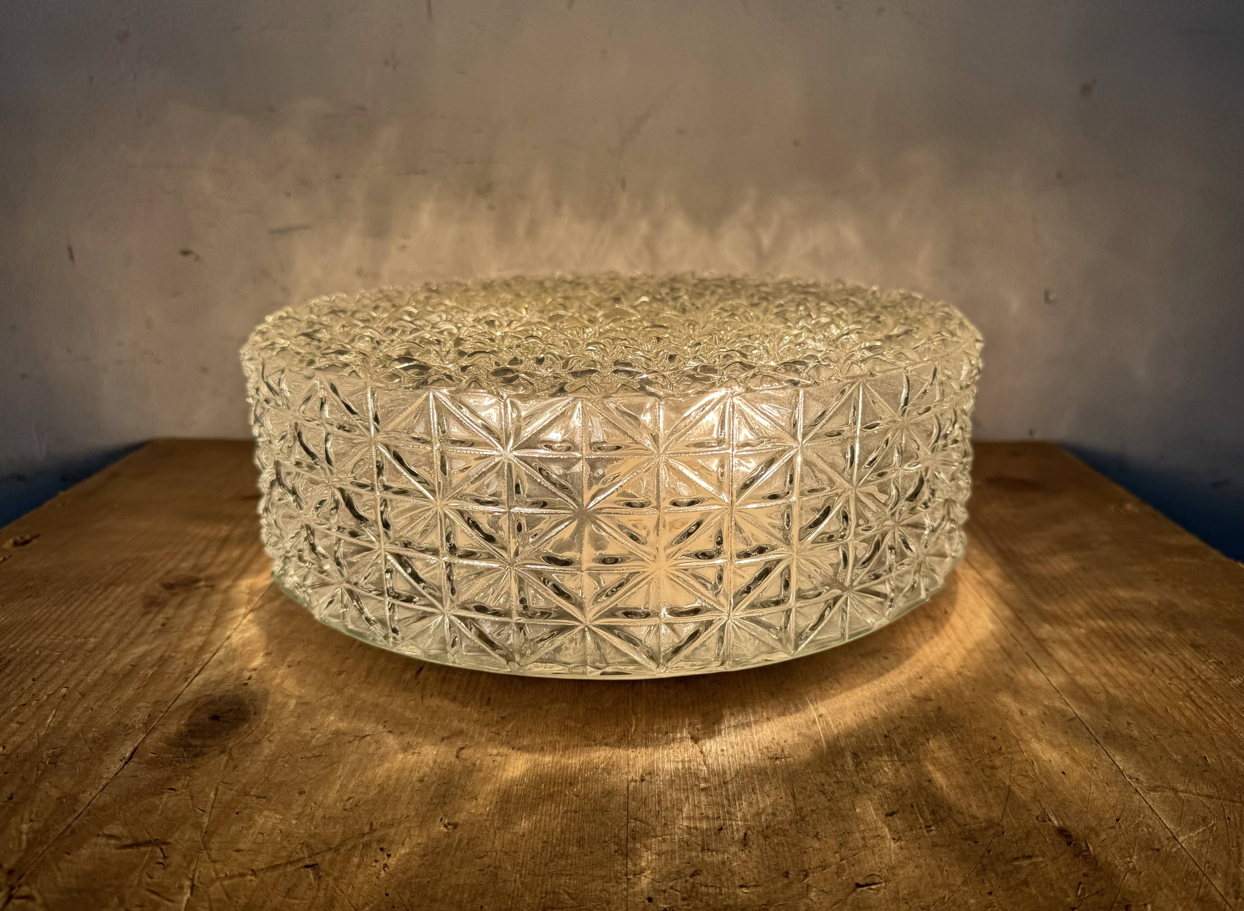 Vintage Glass Wall Or Ceiling Light, 1970s