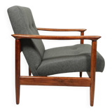 Fauteuil Mid Century par Edmund Homa Revêtement en laine Bois naturel Vernis Design vintage, années 1960