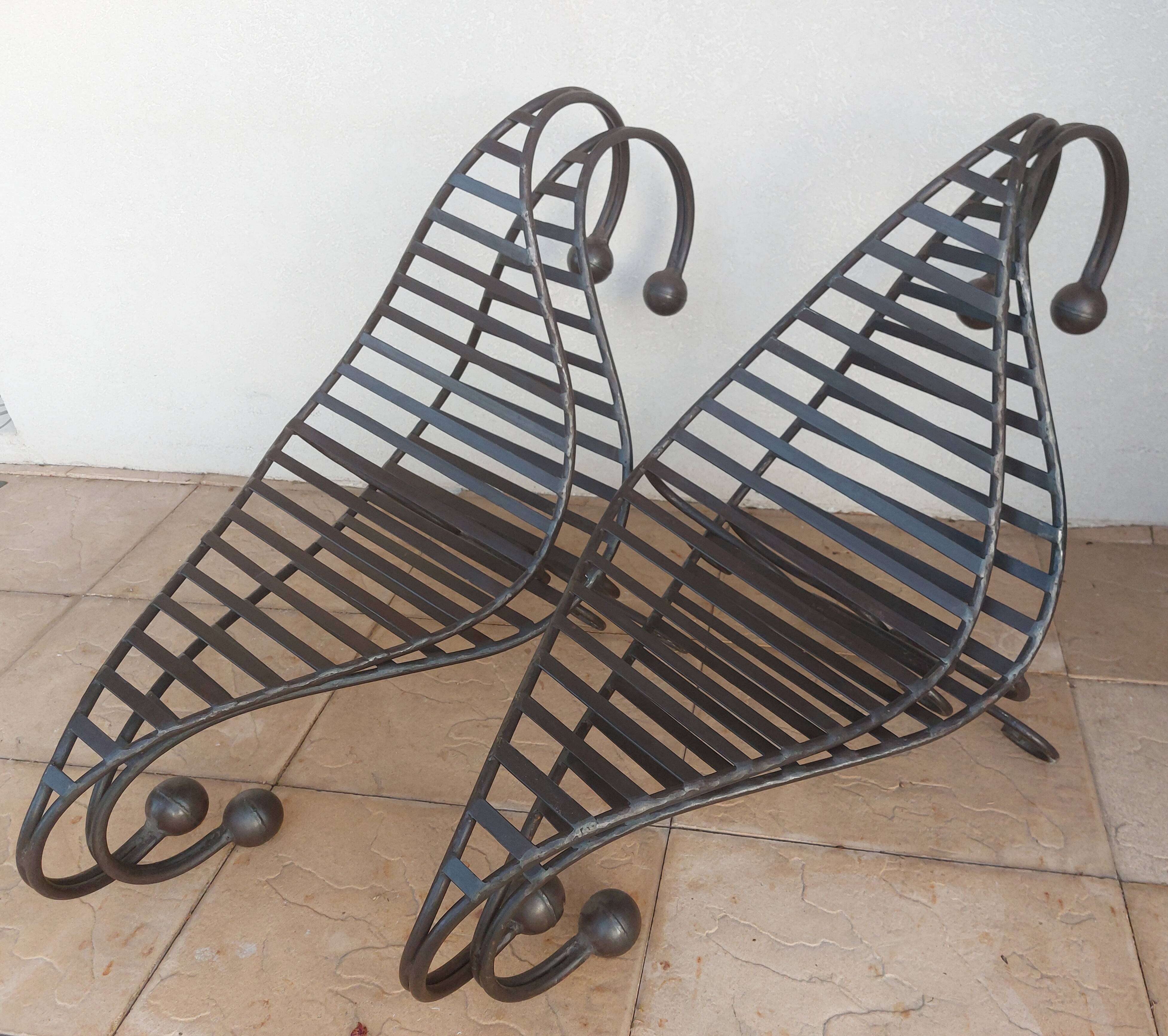 4 wrought iron deck chairs