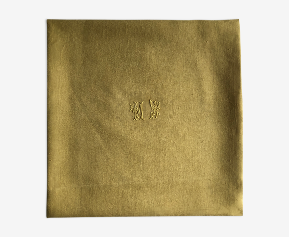 Old linen tablecloth and evening tinted in vermeil