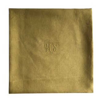 Old linen tablecloth and evening tinted in vermeil