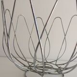 Basket Bowl Fruit Basket Centerpiece Chrome Metal Stainless Steel Art Design...