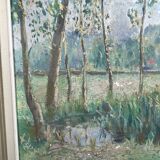 Painting Y. Guilmineau Painter Vendée, Deux Sèvres, Green Venice, Coulon.... 1946