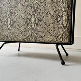 porte revue design 1970 en métal et cuir python