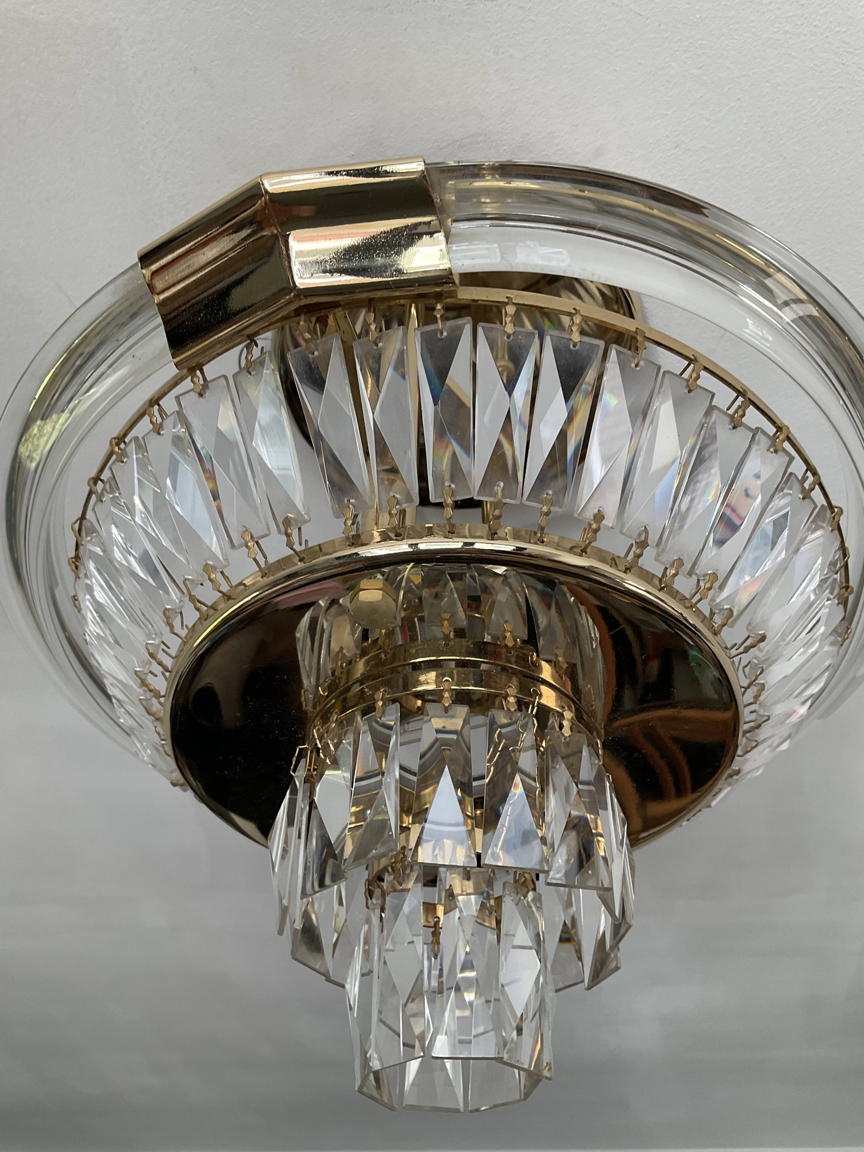 Vintage Bakalowits & Söhne ceiling light in brass and crystal