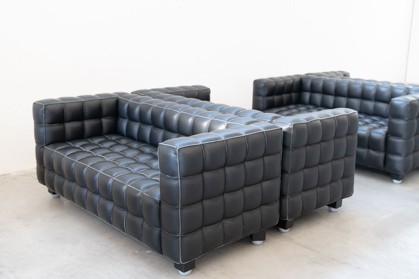Kubus Sofas, Two Places by Josef Hoffmann for Wittmann, 1980s, Set of 4